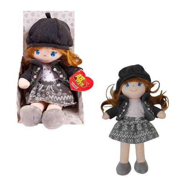 Кукла мягконабивная, в серой шапочке и фетровом костюме, 36 см, ABtoys (АБтойс) M6058