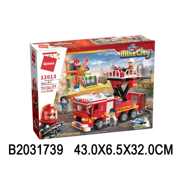 Конструктор Пожарная машина, с фигурками и аксессуарами, 539 дет. Brick (Enlighten) BRICK12013