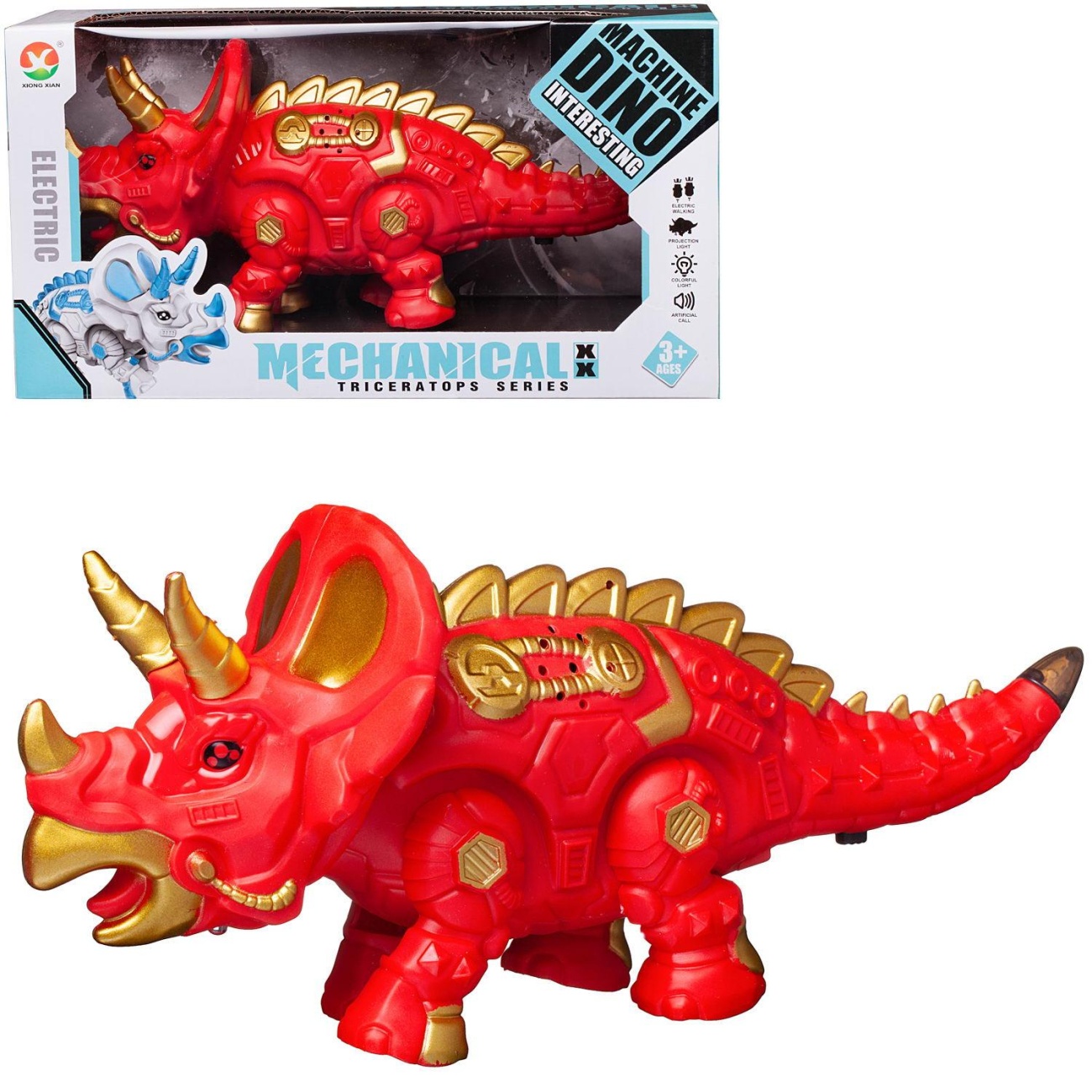 Динозавр-робот Junfa Трицераптос электромех. свет/звук, красный WB-00698/красный