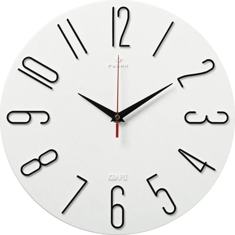 Часы настенные d=30см, корпус белый+черный Классика арт.3010-001 Рубин 2235062