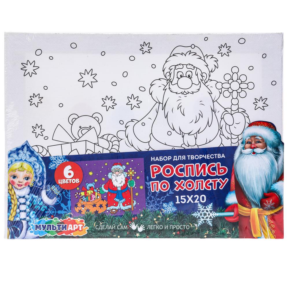 Холст по контуру, 15х20 см Новый Год, Дед Мороз МУЛЬТИ АРТ CANV20X15-NY-MA1 (48)