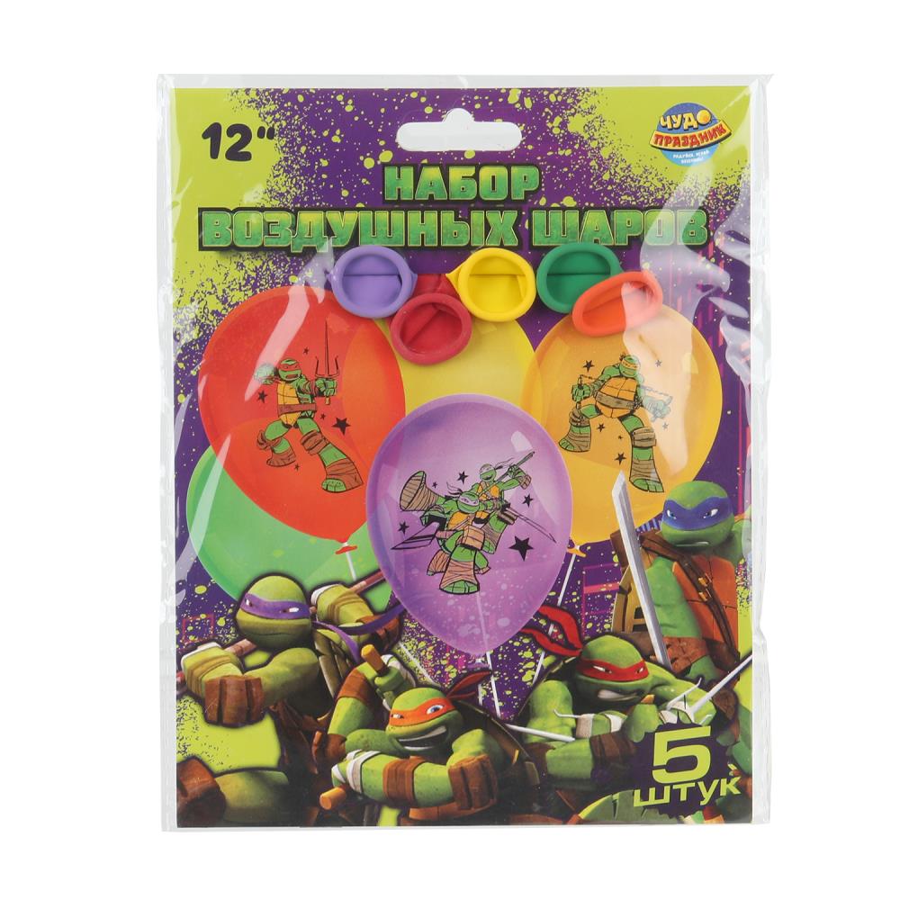 Латексные шары - набор 5 шт. цветные "Черепашки Нидзя" Чудо праздник LBC-110176-NT