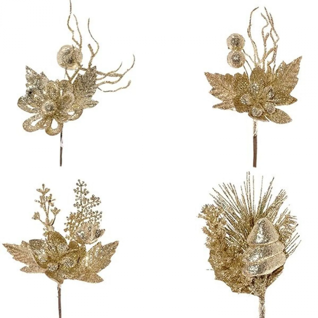 Украшение новогоднее Цветок, золотистый L10 W7 H17 см, 4в. 261894 Remeco Collection 1577051
