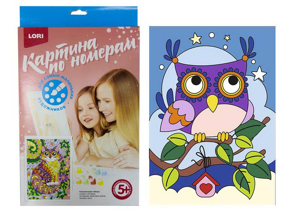Картина по номерам д/малышей LORI Совушка Ркн-010
