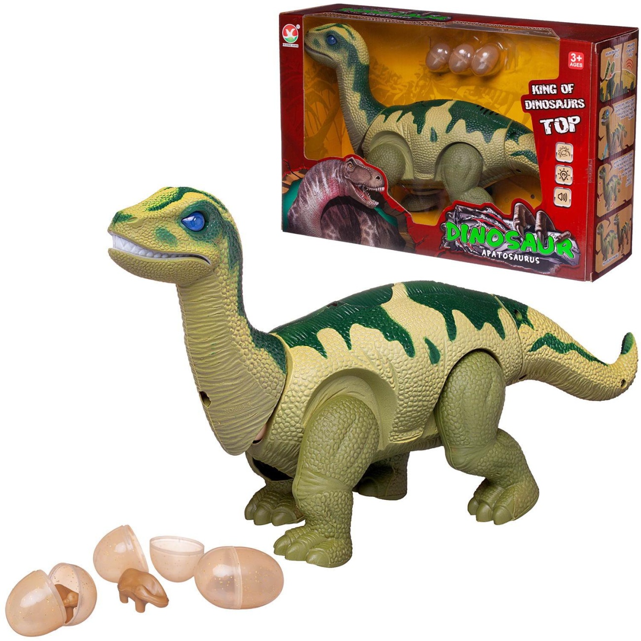 Динозавр Junfa Апатозавр, электромех. откладывает яйца, свет/звук, зеленый WB-00700/зеленый
