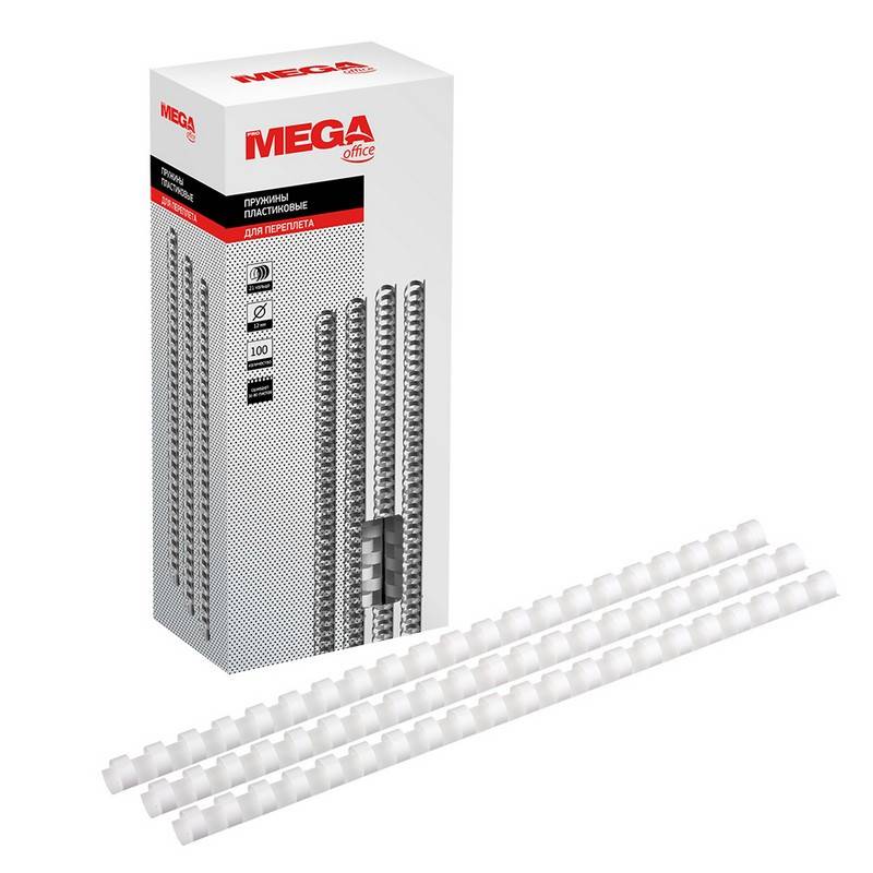 Пружины для переплета пластиковые Promega office 12 мм белые (100 штук в уп) 255087