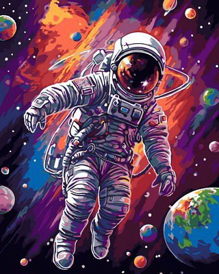 Набор д/творчества LORI Картина по номерам холст на подрамнике Космонавт 40х50см Рх-157