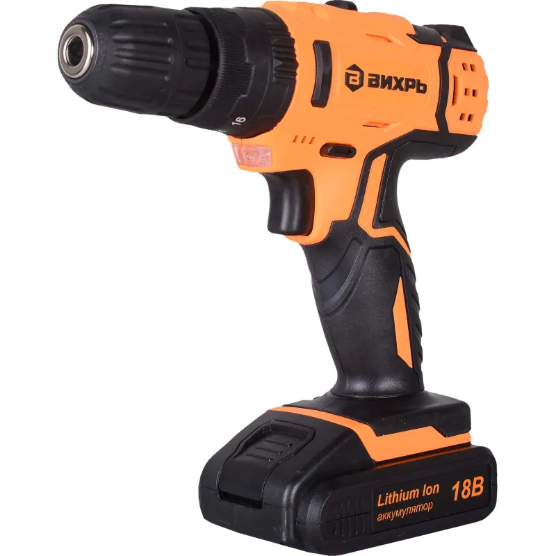 Дрель-шуруповерт аккум. ударная ВИХРЬ ДА-18Л-2кУ 45Нм, 2АКБ(2Ач) (72/14/17) 1059627