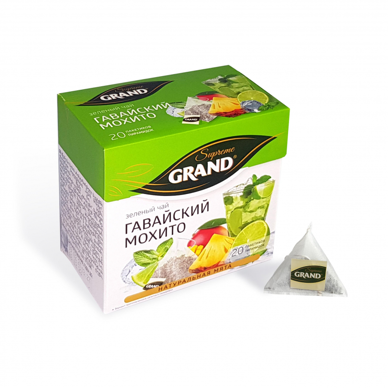 Чай Grand зеленый Гавайский Мохито Ягоды в пирамидках, 20штx1,8г/уп 1404877