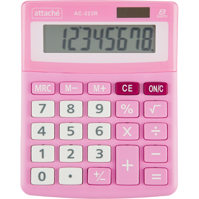 Калькулятор настольный Attache, AС-223R,8р,двойное питание, розовый 1779809