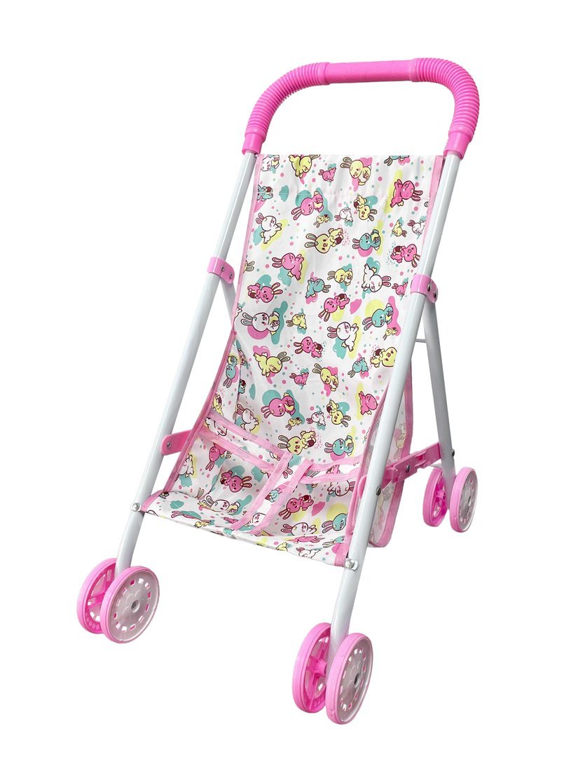 Коляска прогулочная для кукол Зайчики, металл Yako Toys M0301-10F
