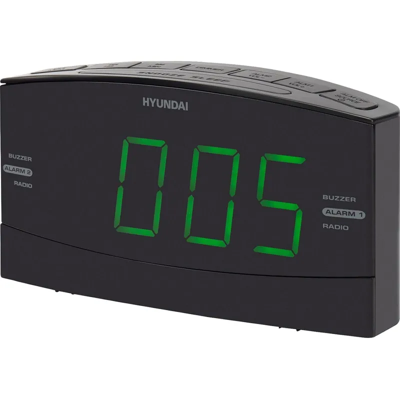 Радиобудильник Hyundai H-RCL238 черный LCD подсв:зеленая часы:цифровые FM 2147371