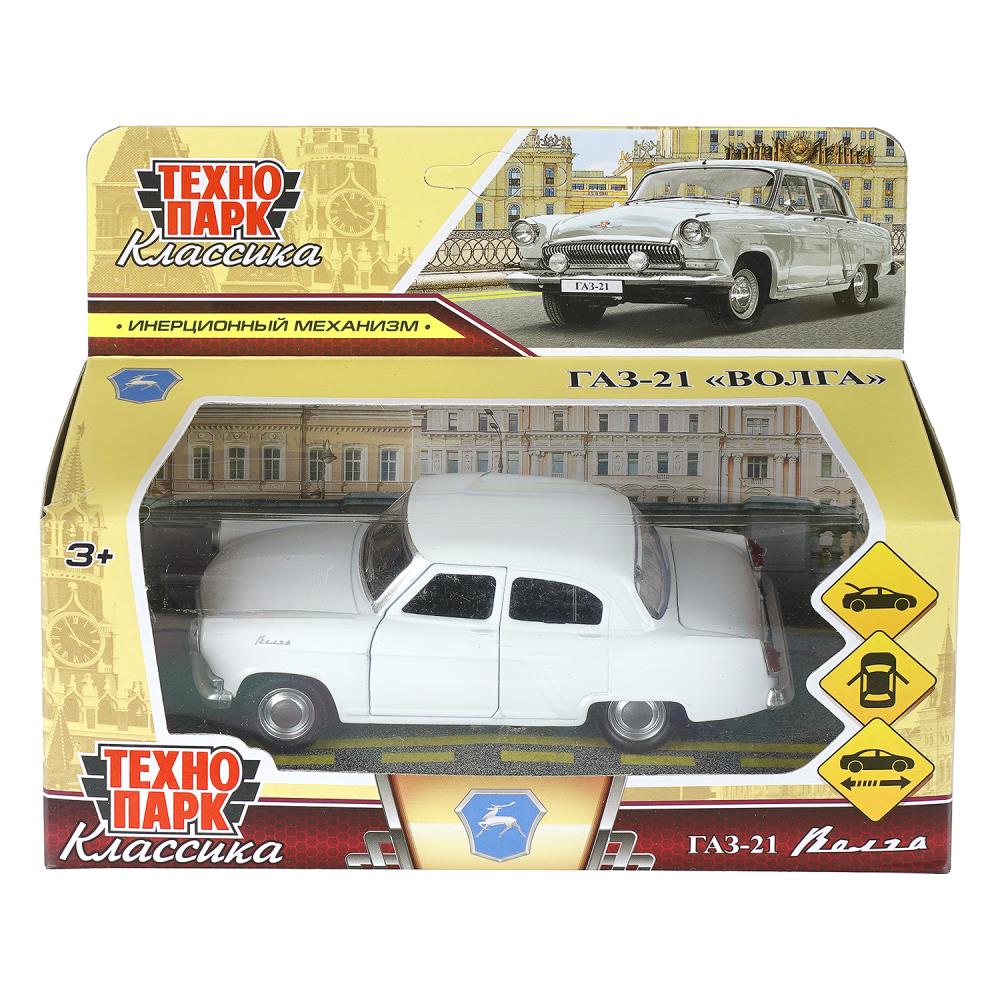 Машина металлическая газ-21 Волга, 12 см, белый, Технопарк GAZ21-12-WH