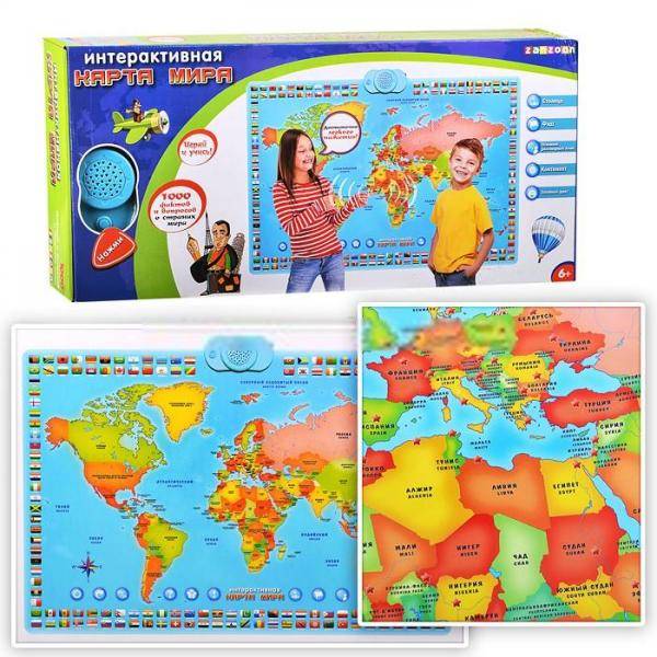 Карта мира интерактивная (обновленная версия) в коробке (65х7,5х30 см) ZanZoon 1619005