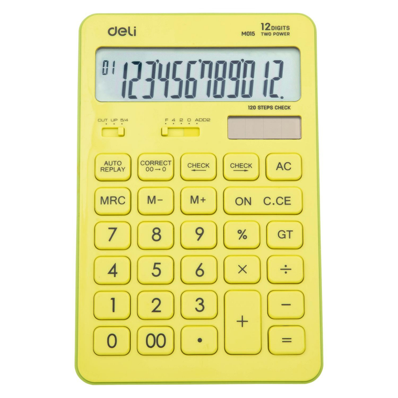 Калькулятор настольный компактный Deli Touch,12раз,дв.питание желт EM01551 1407150