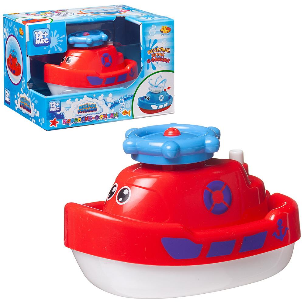 Игрушка для ванной Abtoys Веселое купание. Кораблик красный функц. PT-01346/красный