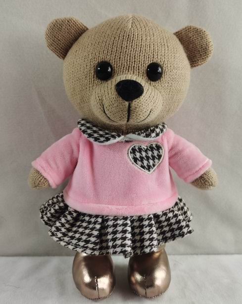 Мягкая игрушка Abtoys Knitted. Мишка вязаный девочка в розовом джемпере 22см M4864