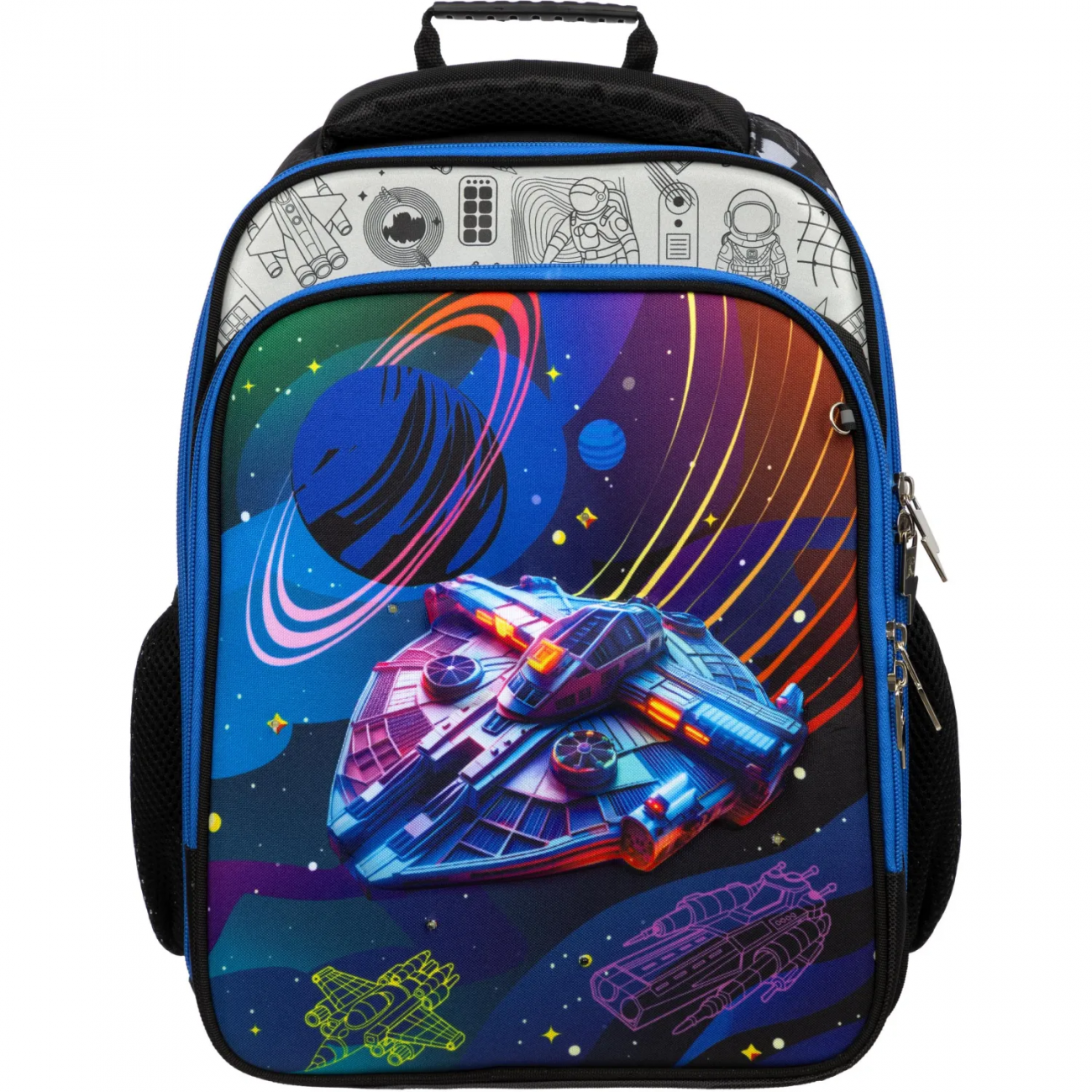 Ранец Комус Класс Stright 3D Косм. путешествия, св/диоды, 2 отд, эргоном 2134683