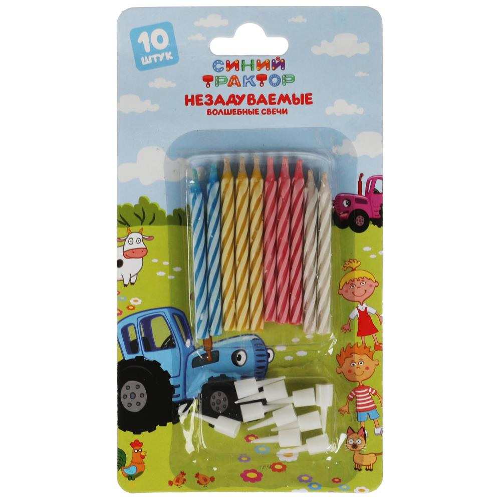 Свечи для торта Синий Трактор незадуваемые, 10 шт. Чудо праздник CC-76785-BT
