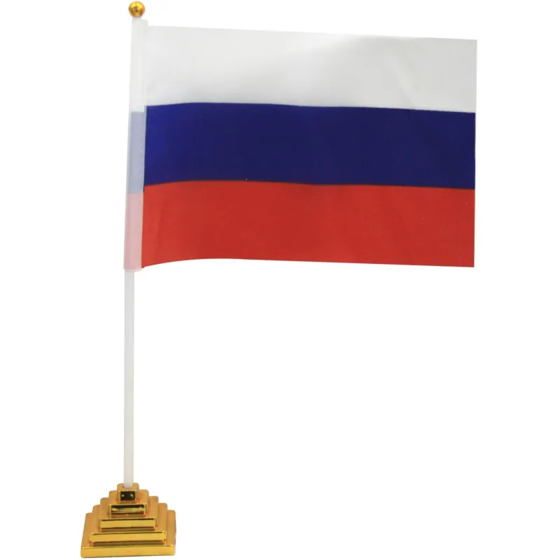 Флаг РФ 14х21 см, настольный, с флагшт.и подставкой, полиэфирный шелк 1956248