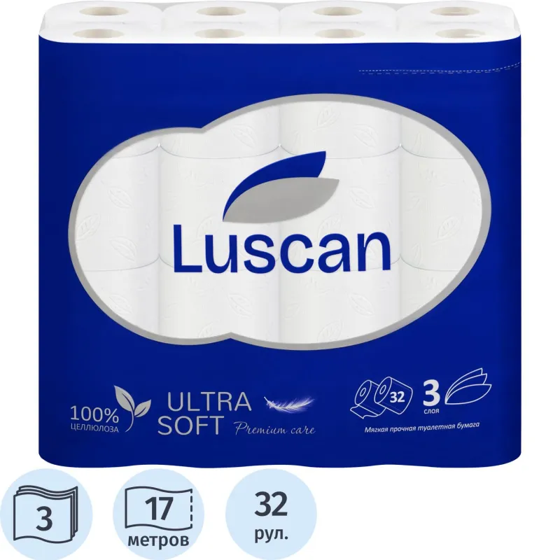 Бумага туалетная Luscan Deluxe Mega Pack 3сл бел цел 17м 142л 32рул/уп 2128985