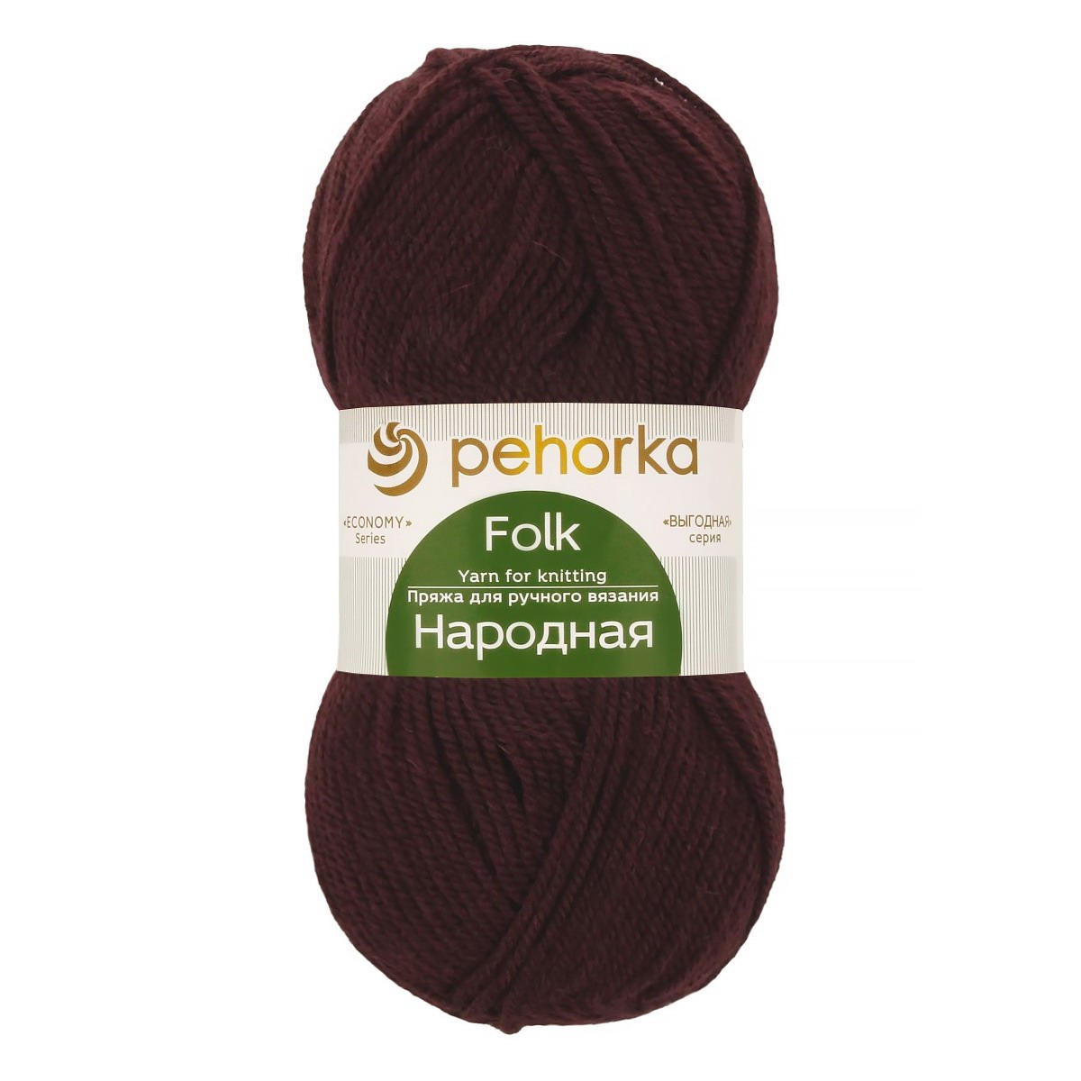 Пряжа ПЕХОРКА Народная 220м/100г цвет 42-Слива 2124180420