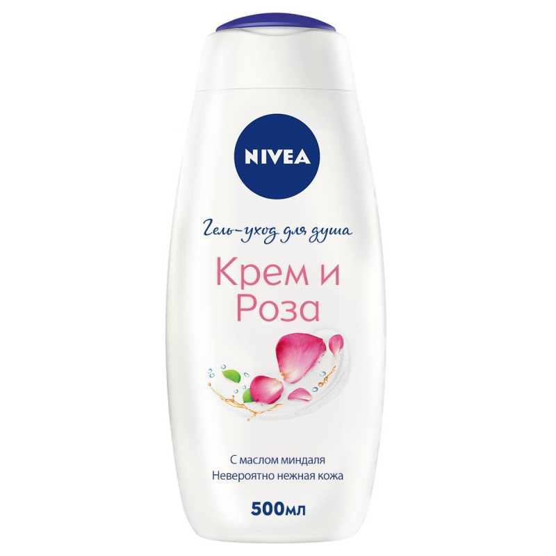 Гель д/душа NIVEA Крем и роза ухаживающий с маслом миндаля 500 мл 80860 1549406