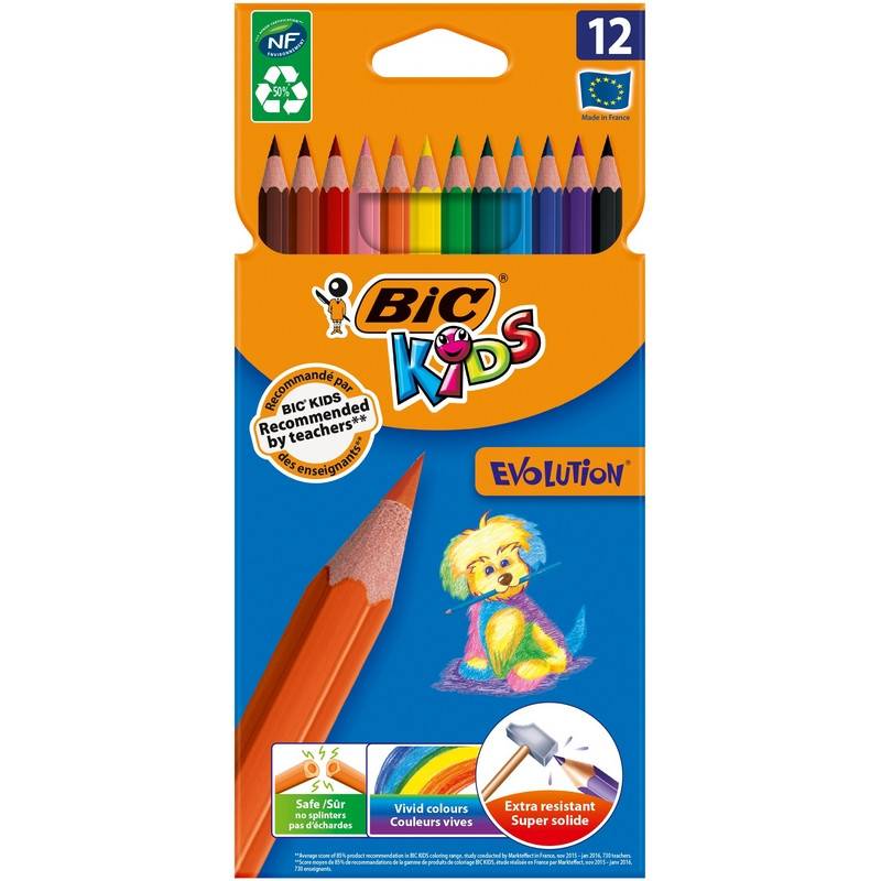 Карандаши цветные Bic Kids Evolution 12 цветов шестигранные 829029 77924