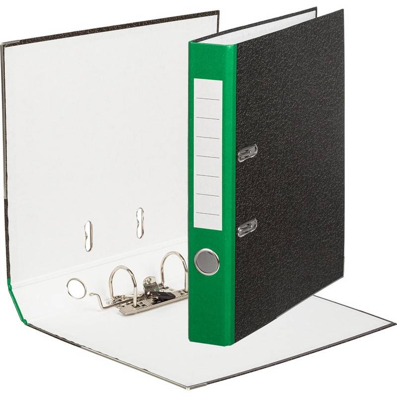 Папка-регистратор Attache Economy 50 мм мрамор черная/зеленый корешок 1209132