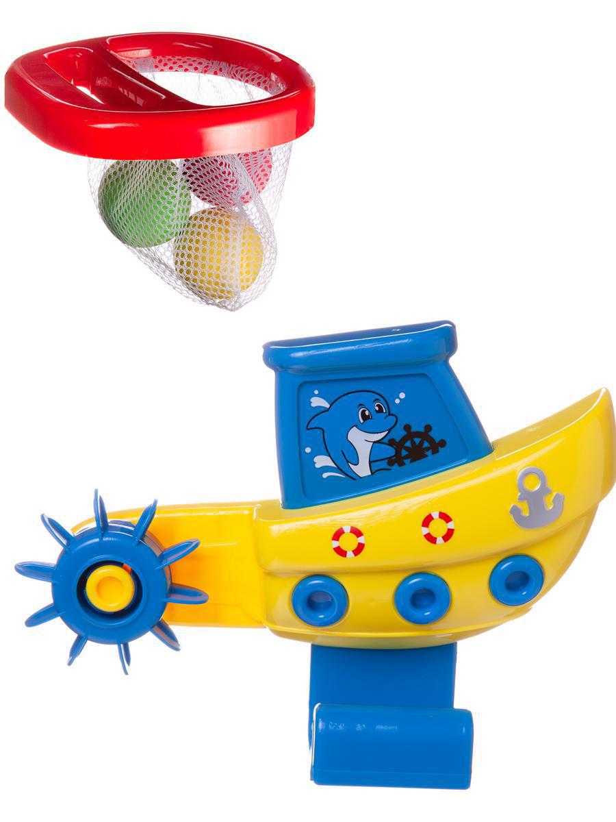 Игрушка для ванной Abtoys Кораблик с корзиной и 3 мячиками для водного баскетбола PT-01504