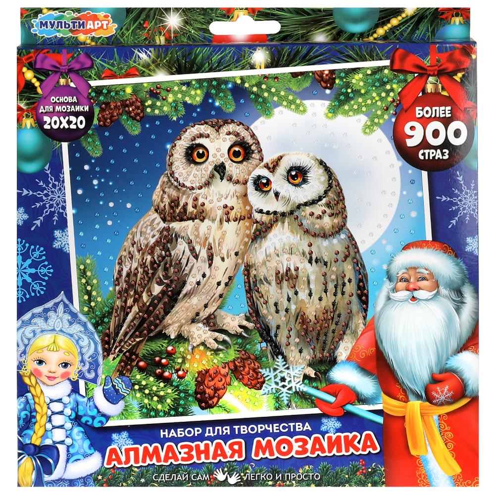 Алмазная мозаика 20х20 см. Новый Год Совы MultiArt DIAMONDART-NY-MA3 (48)