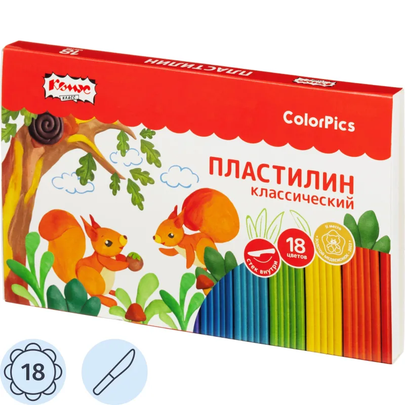 Пластилин клас.Комус Класс(№1 School)Color Pics наб.18 цв,360г,СО СТЕКОМ 1808184