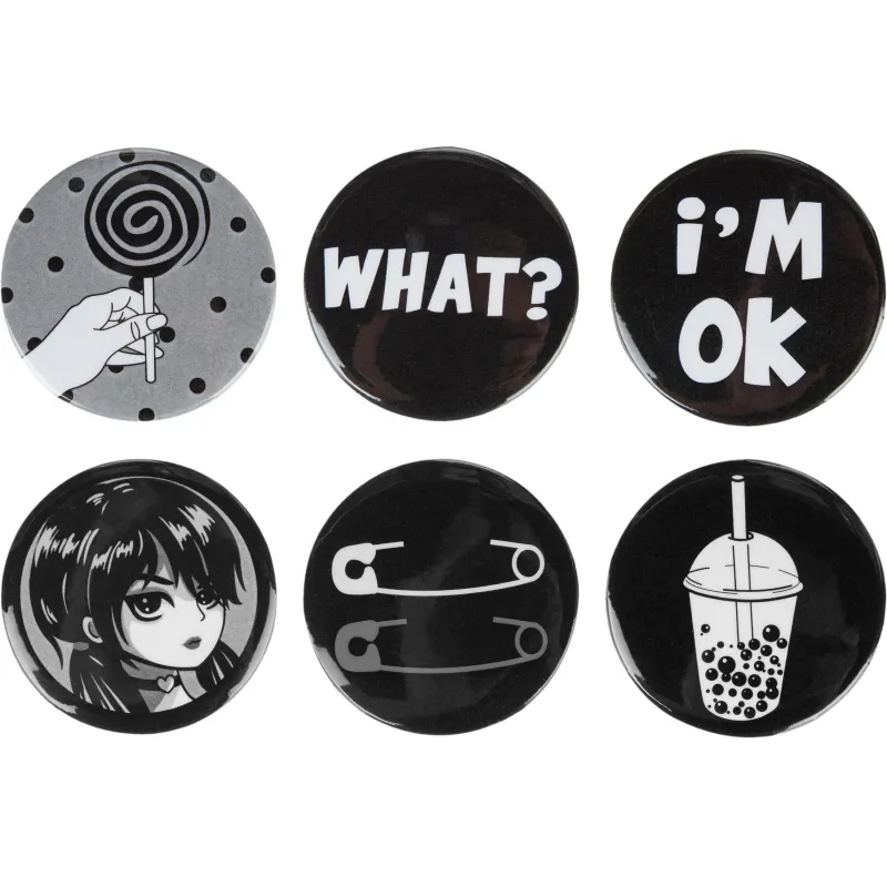 Набор значков  Аниме Готика 38мм  6 шт Комус Класс 1842019