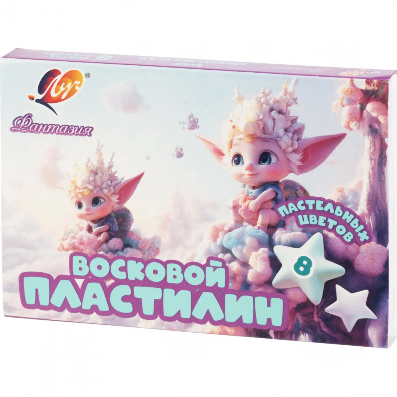 Пластилин восковой Фантазия пастельный,8цв,120г, 35С 2289-08 Луч 2323202