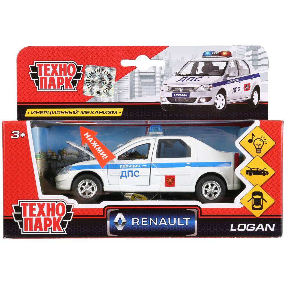 Машина металлическая инерционная Renault Logan Дпс, свет/звук Технопарк SB-13-21-1