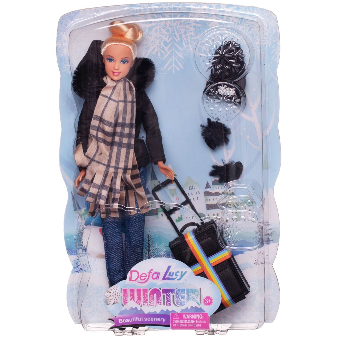 Кукла Defa Lucy Зимняя туристка в черной куртке, с аксесс. 29 см 8424d/черная