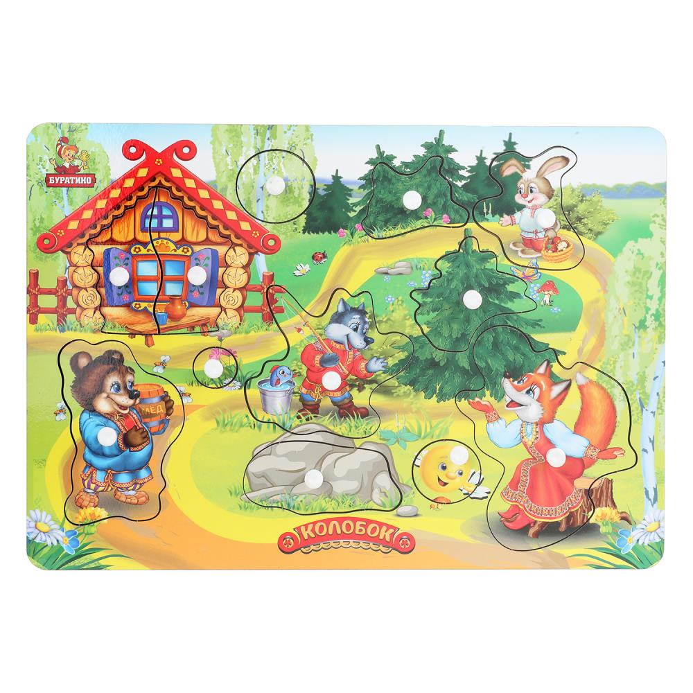 Игрушка деревянная рамка-вкладыш с ручками, 28x19.5 см. Буратино игрушки из дерева BRT05