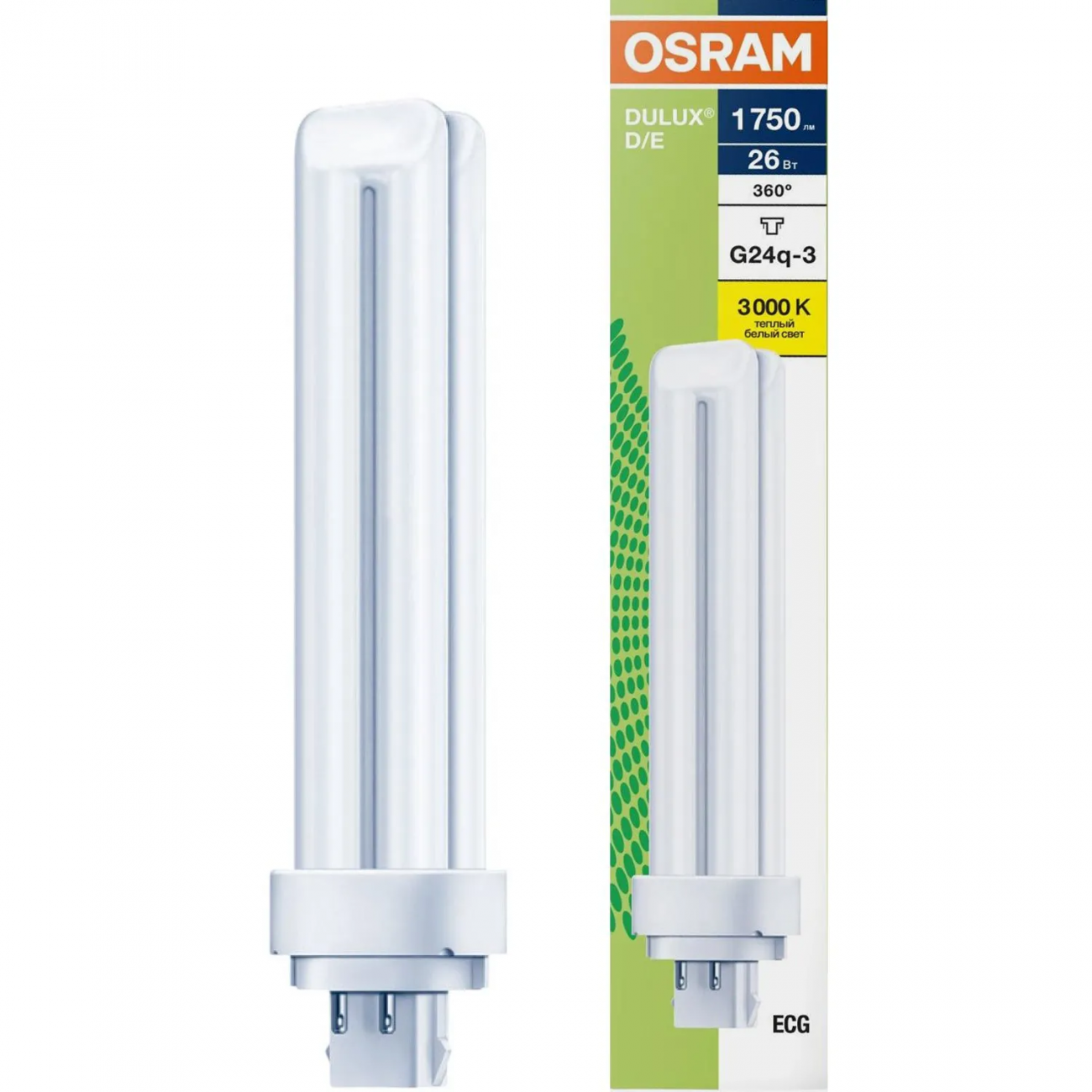Лампа люминесцентная компактная DULUX D/E 26Вт/830 G24q-3 OSRAM (122439) 2231405 4099854122439