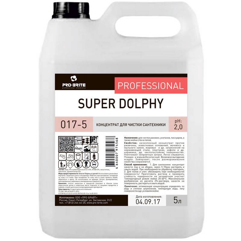 Средство для чистки сантехники Pro-Brite Super Dolphy 5 л (концентрат) 017-5 605803