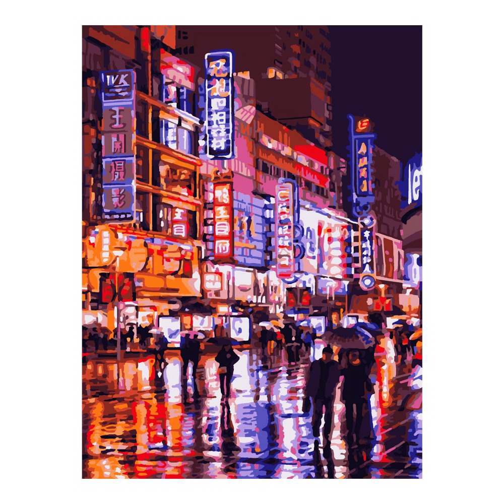 Набор д/творчества LORI Картина по номерам на картоне Ночной дождь 40х50 см Кпн-300