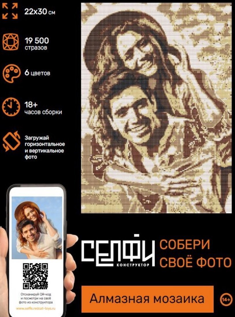 Алмазная мозаика Селфиконструктор Ретро, 22х30, 6 цветов Рыжий Кот СКА-2454