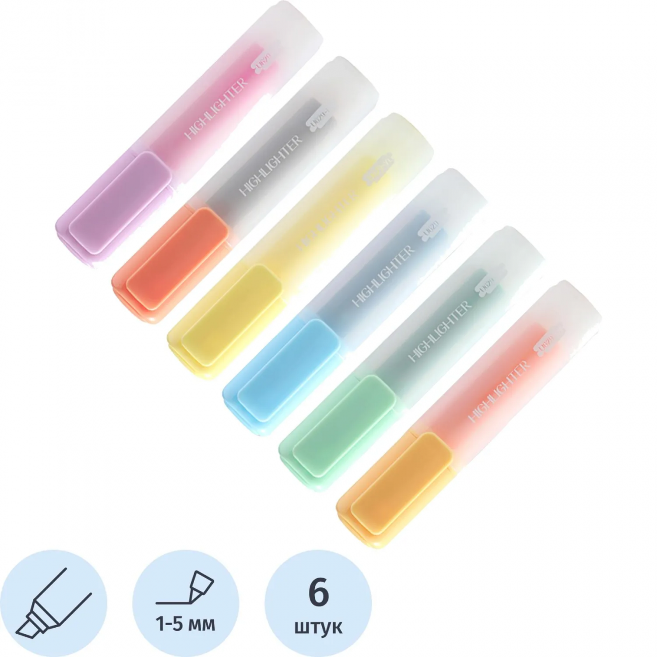 Набор текстовыделителей Deli EU629,скош.нак 1-5мм, 6 цветов 2346684 140026862