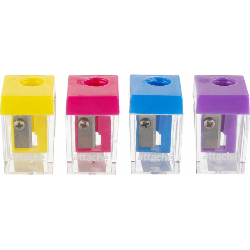 Точилка Attache Economy на 1 отв, прямоугольн.c прозр.контейнером,в асс.и 1384110