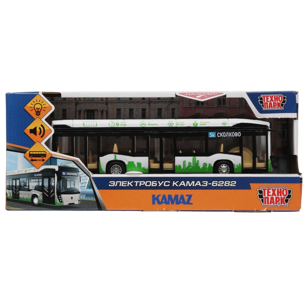 Модель пластик свет-звук Электробус Камаз-6282, 19,5 см. Технопарк KAMAZBUS-20PL-WHGN