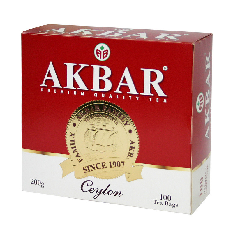 Чай Akbar Ceylon черный, 100 пакx2гр/уп Акбар 827483