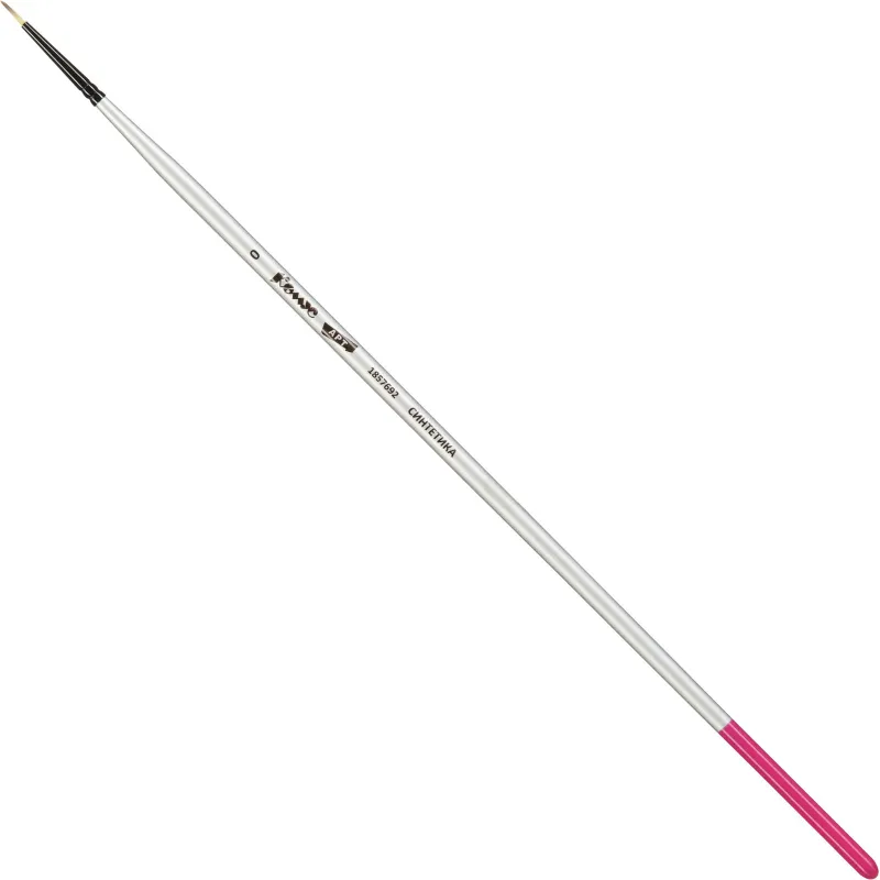 Кисть художественная Комус Арт синтетика средн.жест,кругл.№0,длинная ручка 1857692