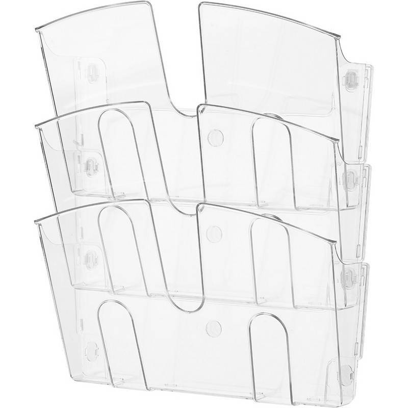 Лоток настенный A4 горизонтальный (310x430 мм) из акрила 3 отделения Attache 87670