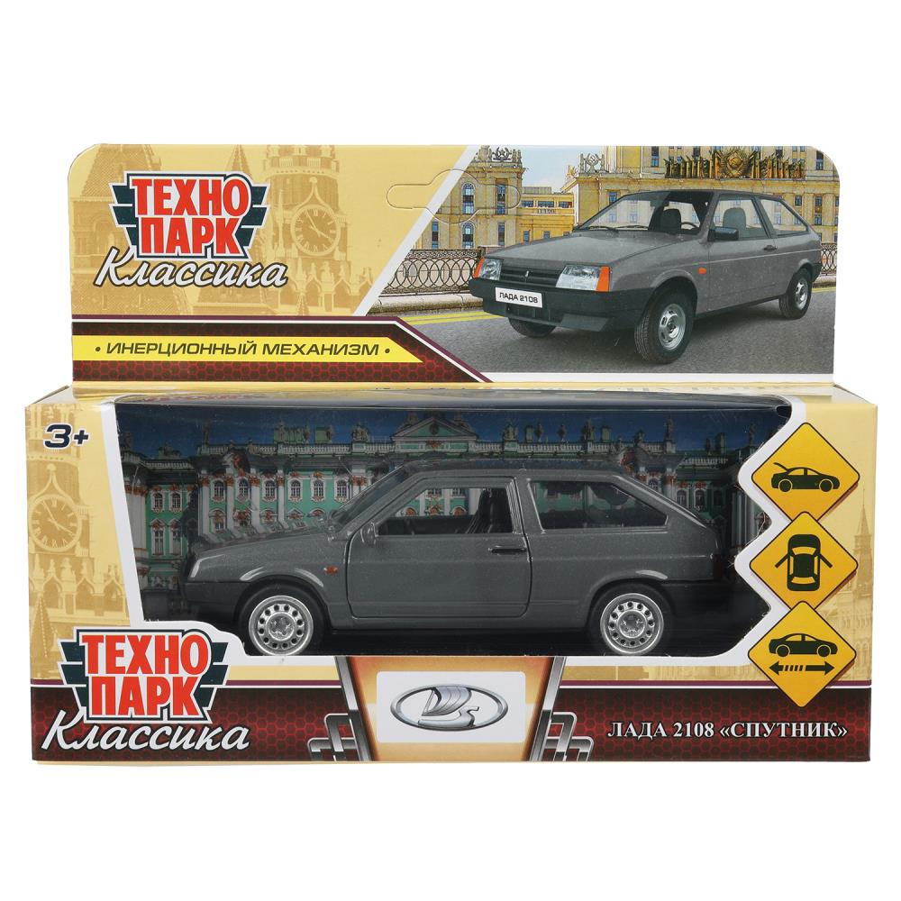 Машина металлическая Лада-2108 "Спутник", 12 см. серый, Технопарк 2108-12-GY-WOD