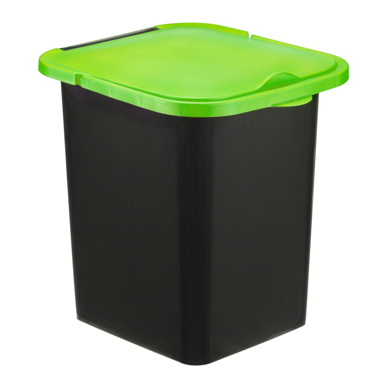 Контейнер для мусора пластик ПУРО 18л,черный с ярк. Зелен.крышкой М 2475 1561083