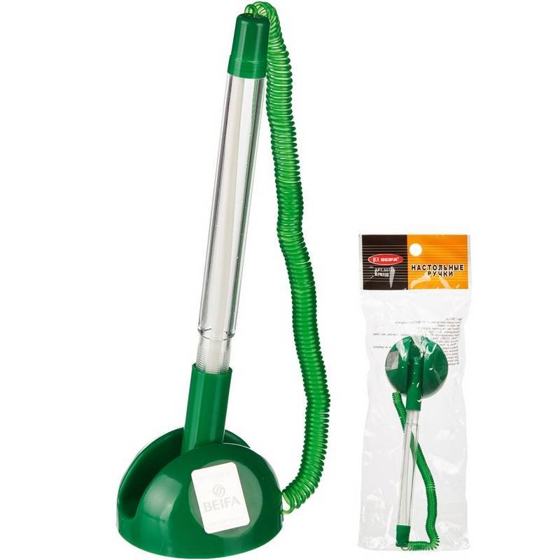 Ручка шариковая на подставке Beifa цвет чернил синий с пружиной (толщина линии 0,5 мм) 50721